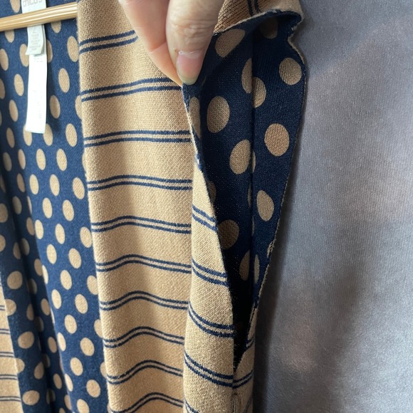 Chico's Cardigan Duster Womens 2 Large Long Line Open Front Sleeveless Tan Blue - Picture 6 of 13